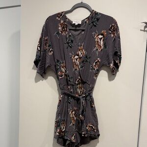 Gilli Floral Jumpsuit in Gray and Brown